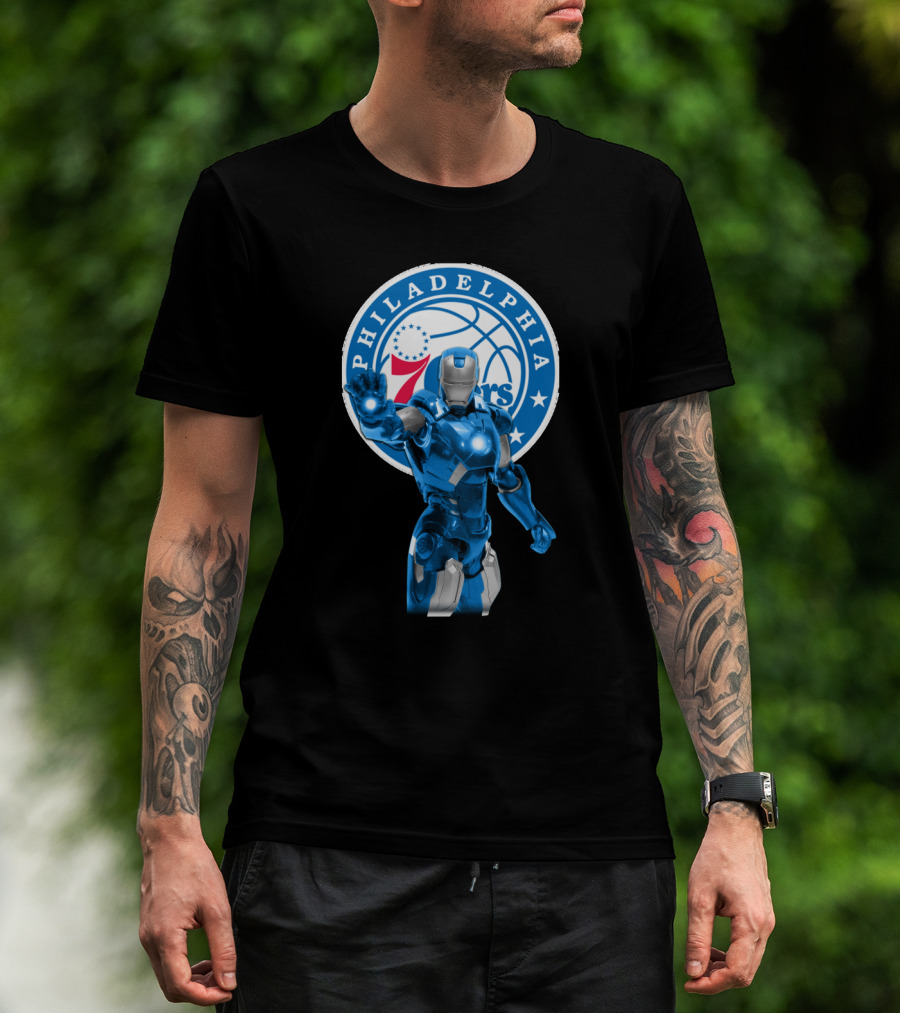 Iron Man Philadelphia 76ers Basketball Crossover Fans T-Shirt