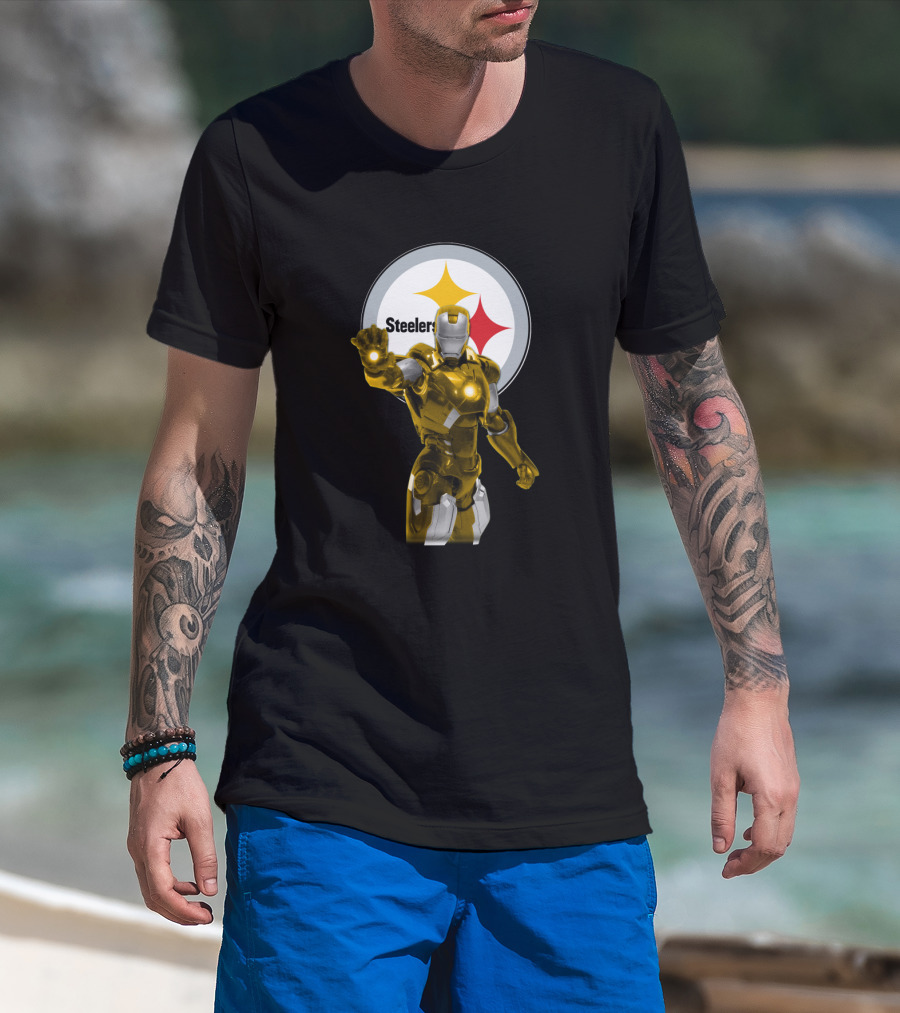 Iron Man Steelers Fans Marvel Crossover T-Shirt