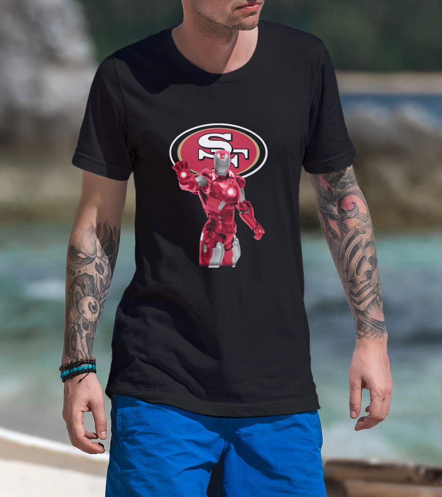 San Francisco 49ers Iron Man Nfl Marvel Crossover Fan T-Shirt