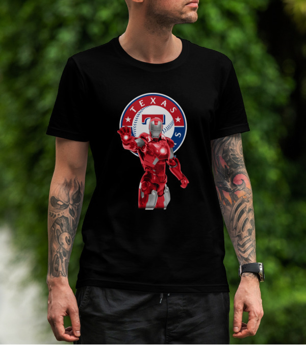 Texas Rangers Iron Man Baseball Fusion T-Shirt