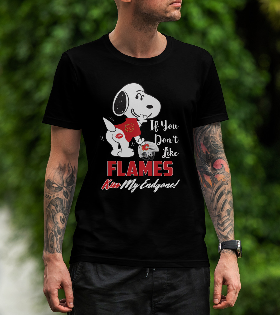 If You Don't Like Flames Kiss My Endzone Snoopy Calgary Flames T-Shirt