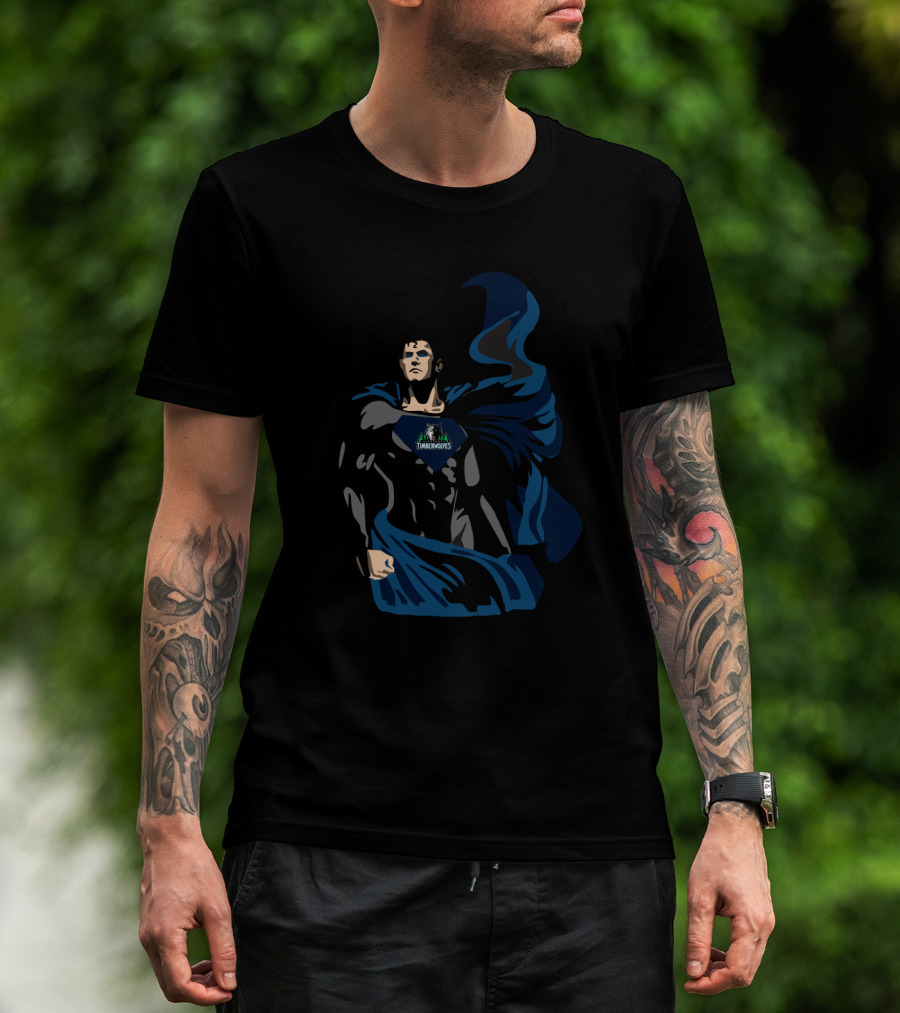 Superman Timberwolves Minnesota Fan Apparel Iconic Symbol T-Shirt