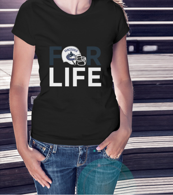 Vancouver Canucks Loyalty Emblematic Text Featuring Iconic Hockey Helmet T-Shirt