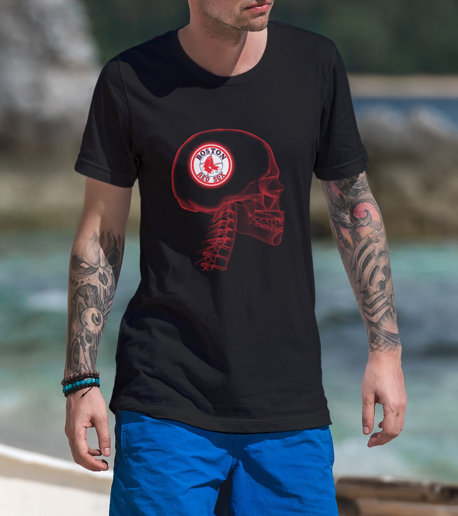Boston Red Sox Halloween Brain Skull T-Shirt