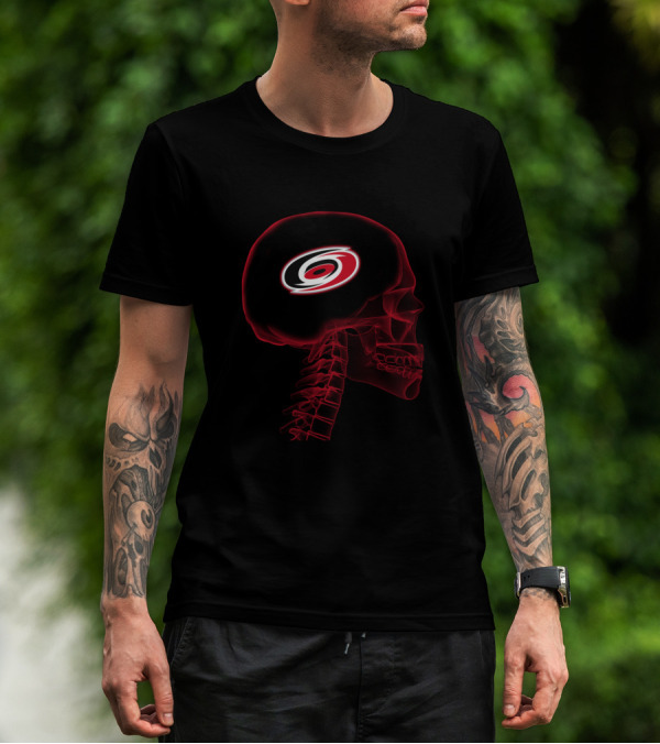 Carolina Hurricanes Logo In Brain Halloween Skull T-Shirt