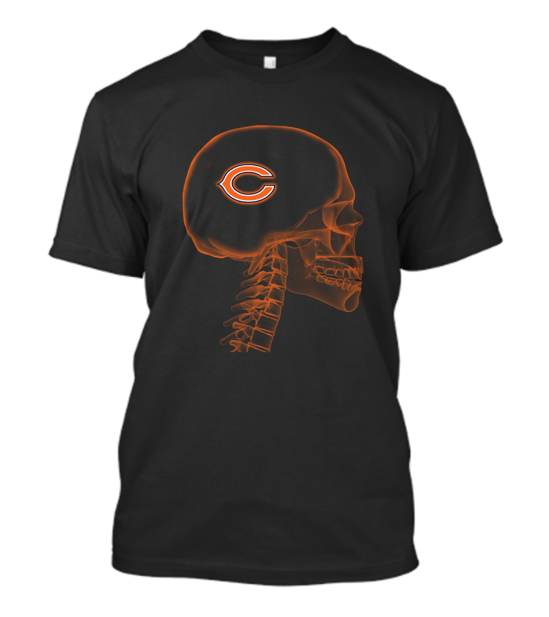Chicago Bears Skull X-Ray Halloween Brain Fan T-Shirt