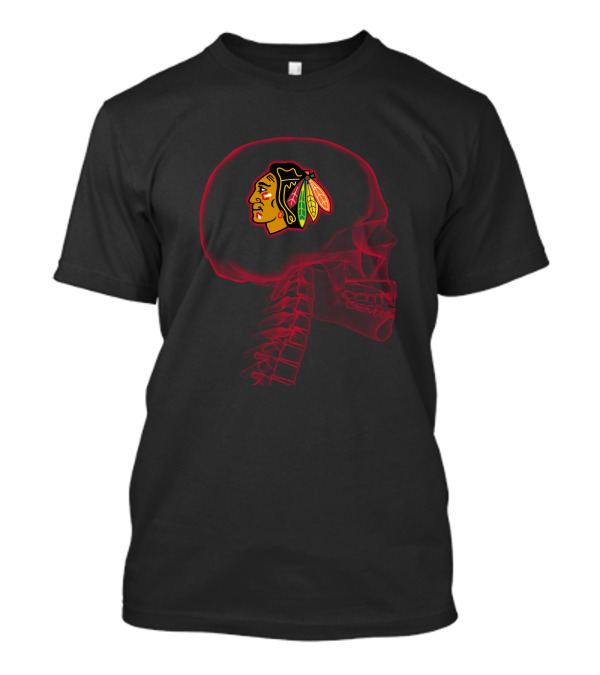 Chicago Blackhawks Brain Neon Skeleton Halloween T-Shirt