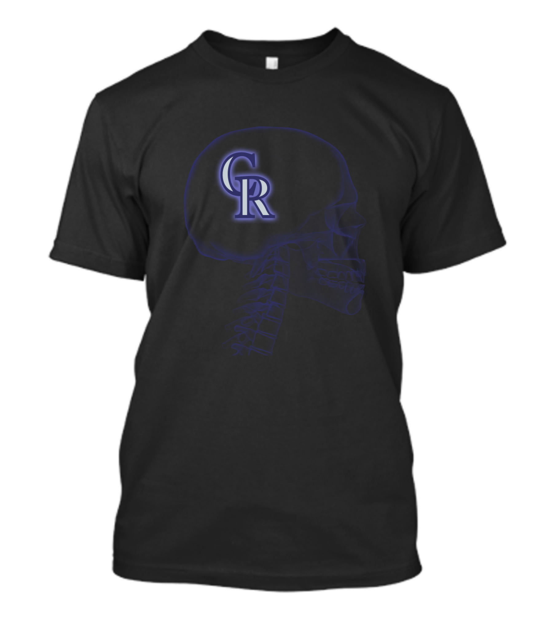 Colorado Rockies Logo Inside Skull Halloween Theme T-Shirt