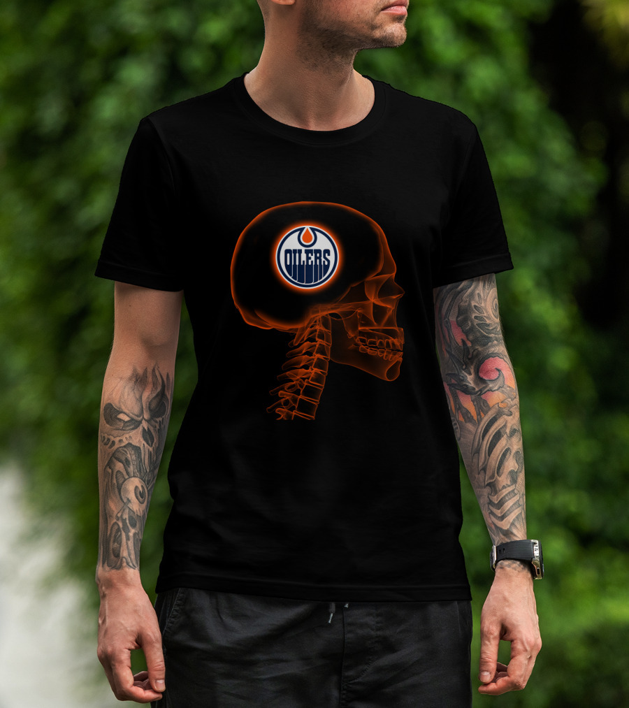 Edmonton Oilers Skull Logo In My Brain Halloween T-Shirt