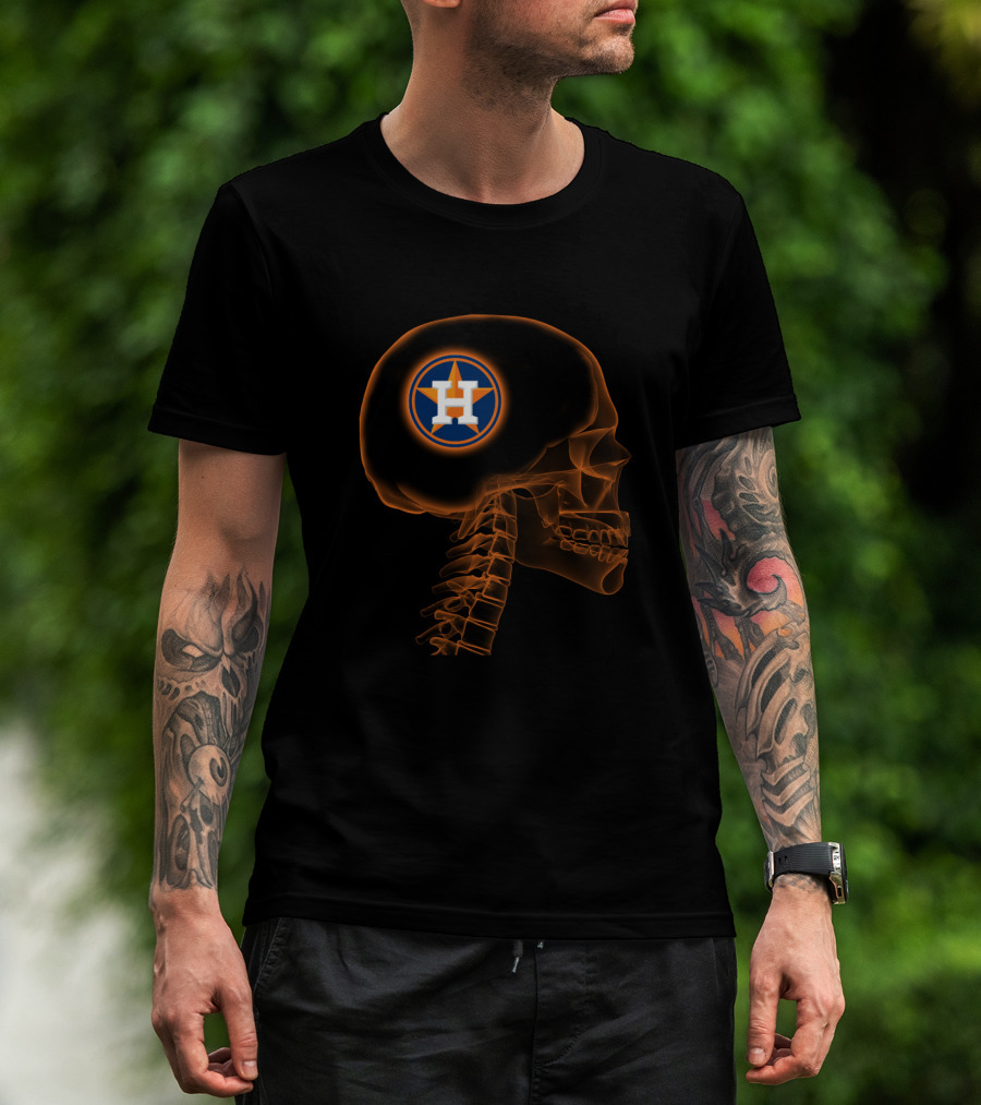 Houston Astros Skull Logo Halloween Brain T-Shirt