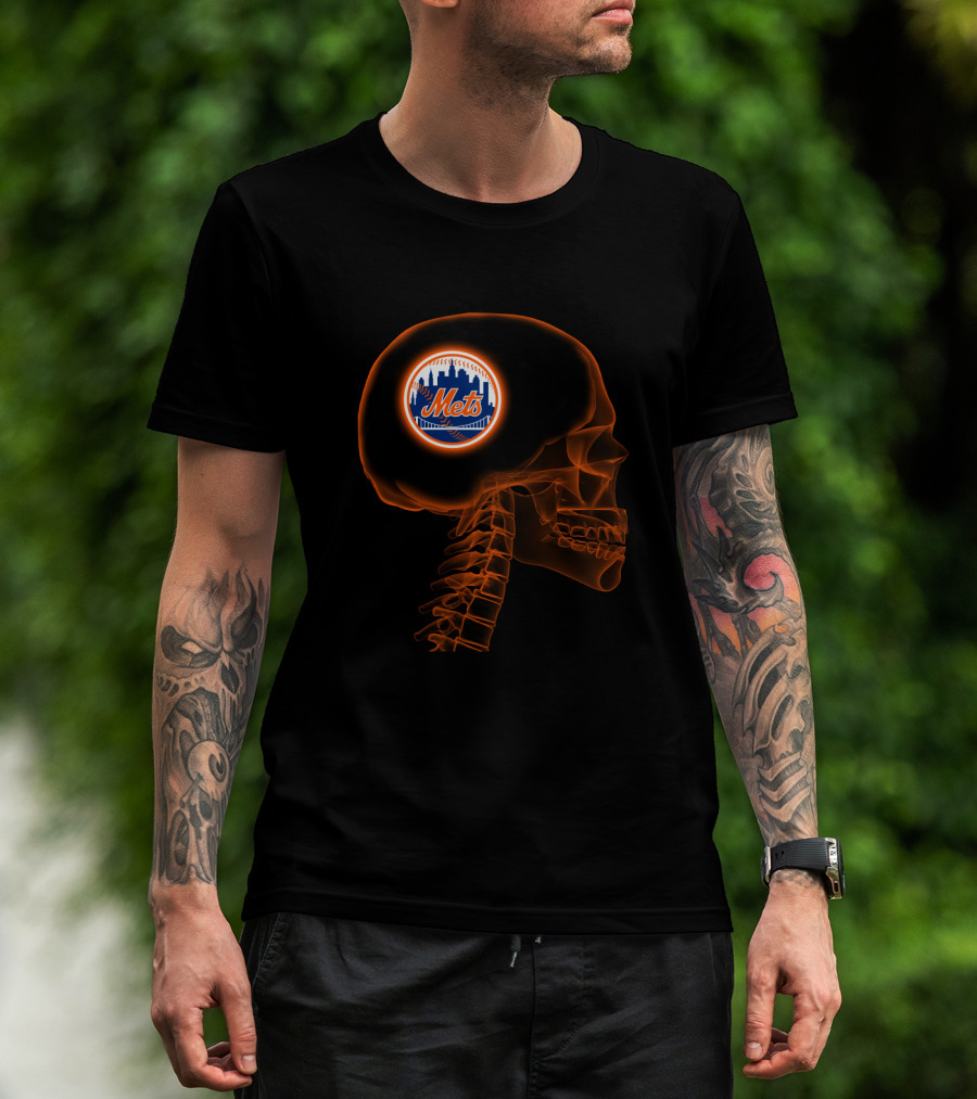 New York Mets Halloween Skull Brain Logo For Fans T-Shirt