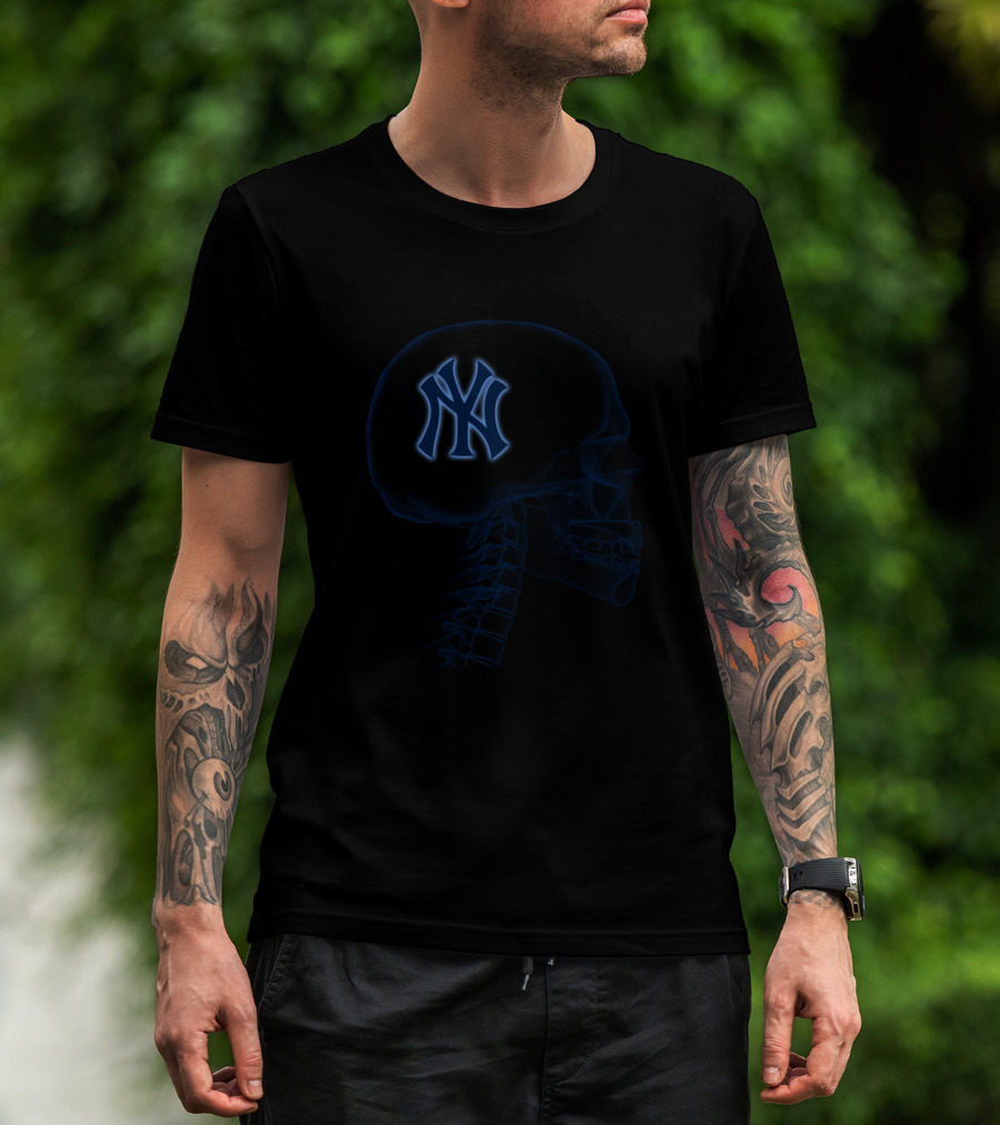 New York Yankees Skull Logo Halloween Brain T-Shirt