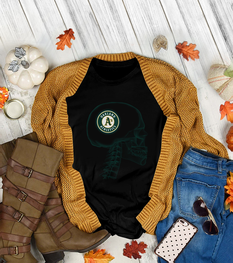 Oakland Athletics In My Brain Halloween Skull T-Shirt