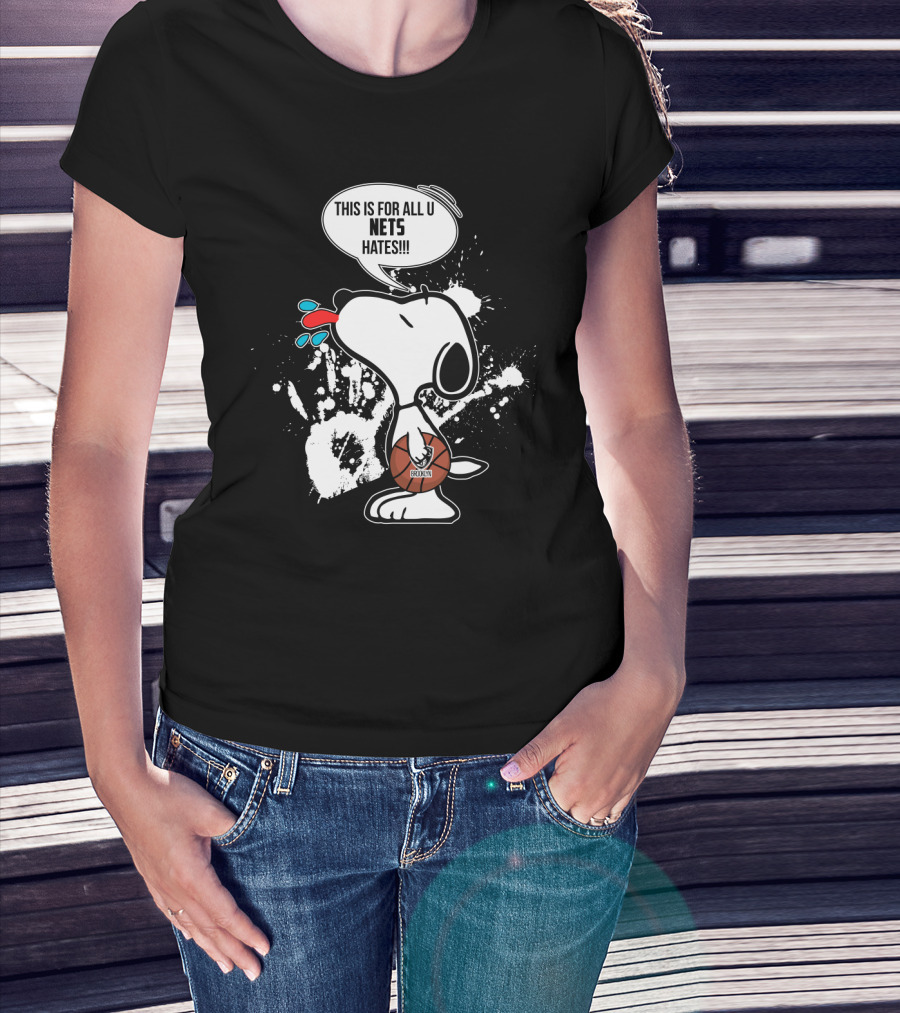 Snoopy Brooklyn Nets Fans Tongue Out Basketball Statement T-Shirt