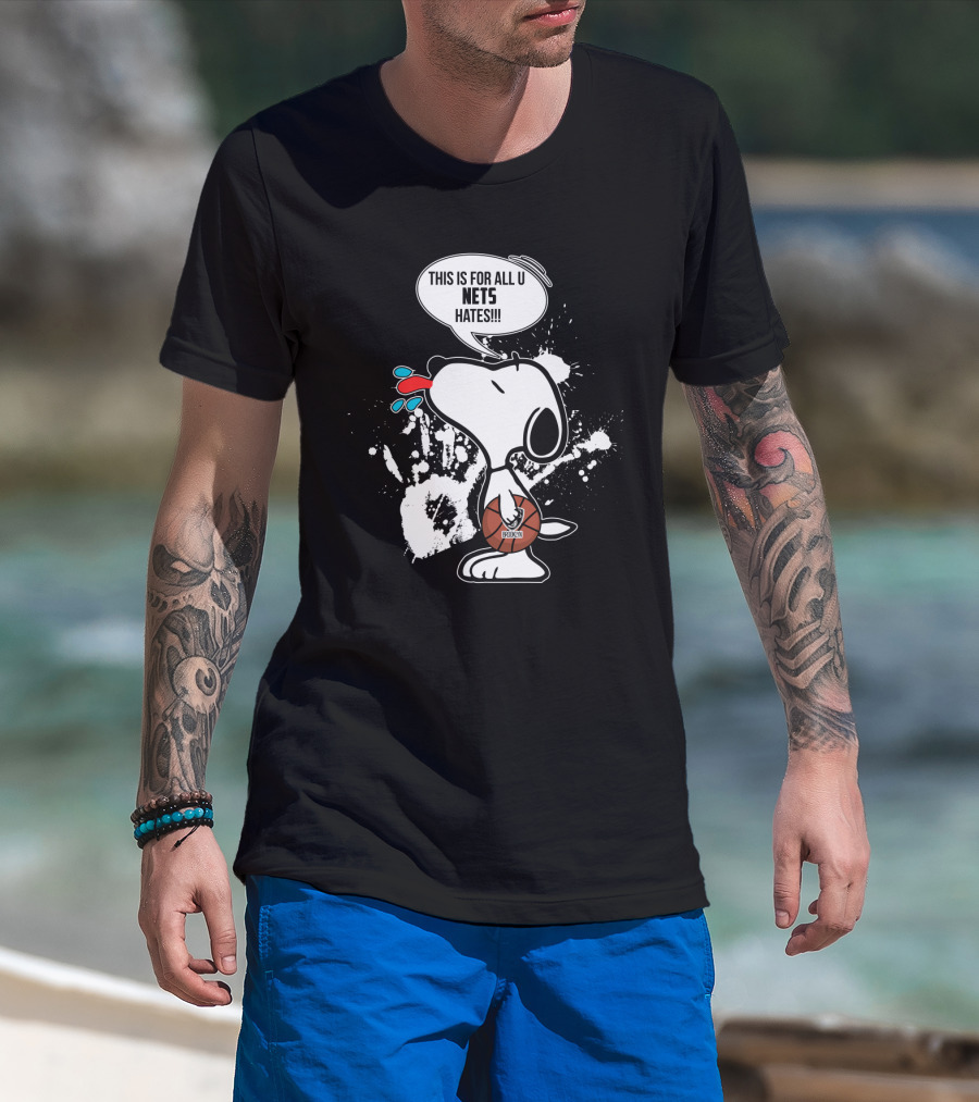 Snoopy Brooklyn Nets Fans Tongue Out Basketball Statement T-Shirt