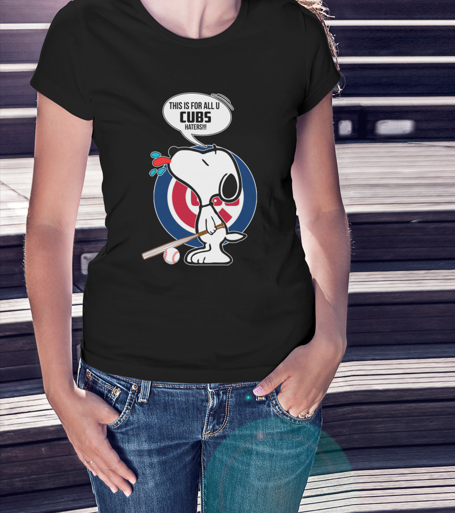Snoopy Cubs Haters Cartoon Baseball Fan Fun T-Shirt