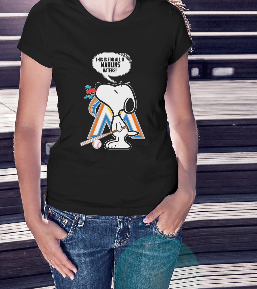 Snoopy Baseball Fan Spitting At Miami Marlins Haters T-Shirt