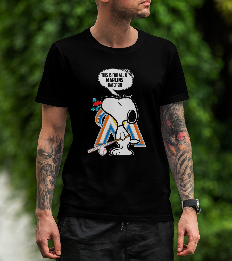Snoopy Baseball Fan Spitting At Miami Marlins Haters T-Shirt