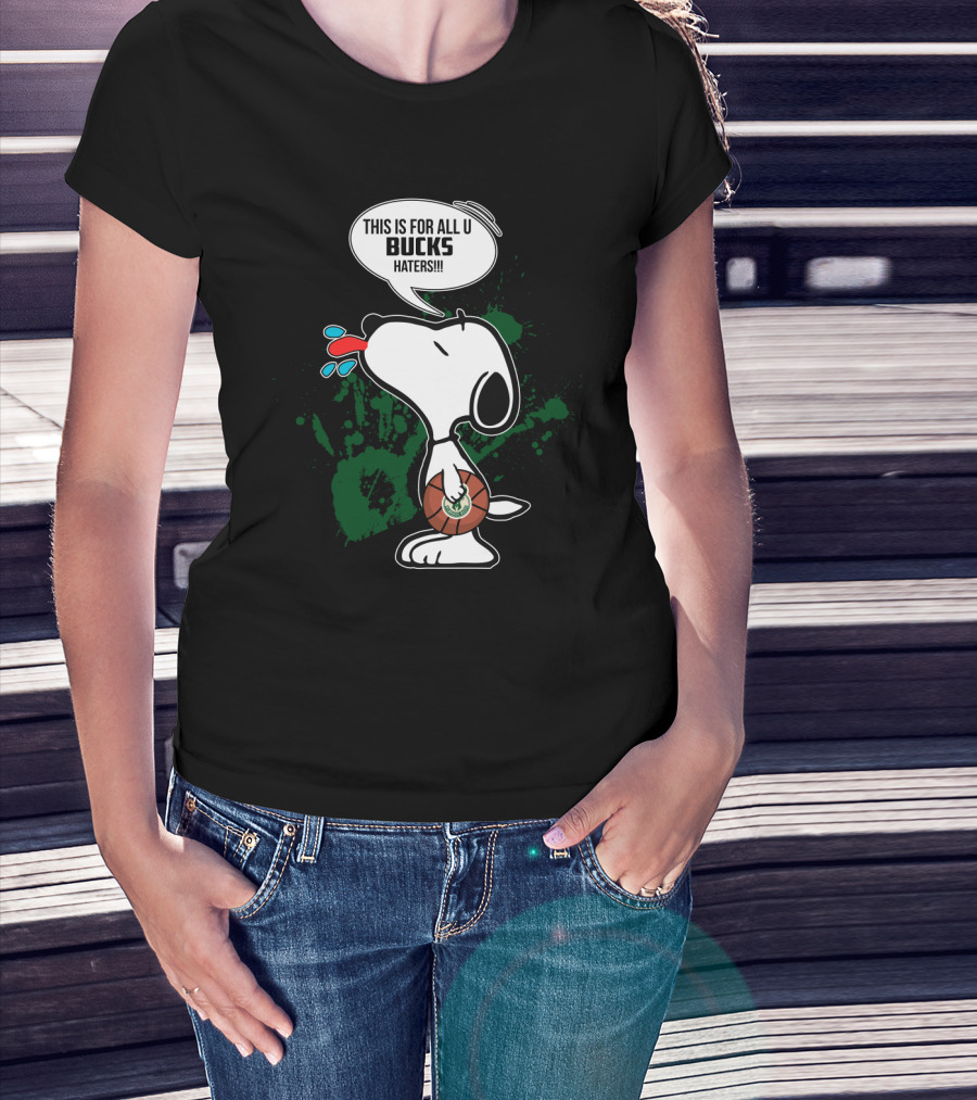 Snoopy Basketball Milwaukee Bucks Haters Fans Pep Talk T-Shirt