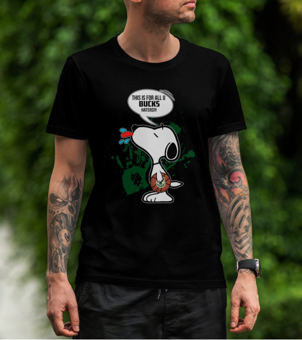 Snoopy Basketball Milwaukee Bucks Haters Fans Pep Talk T-Shirt