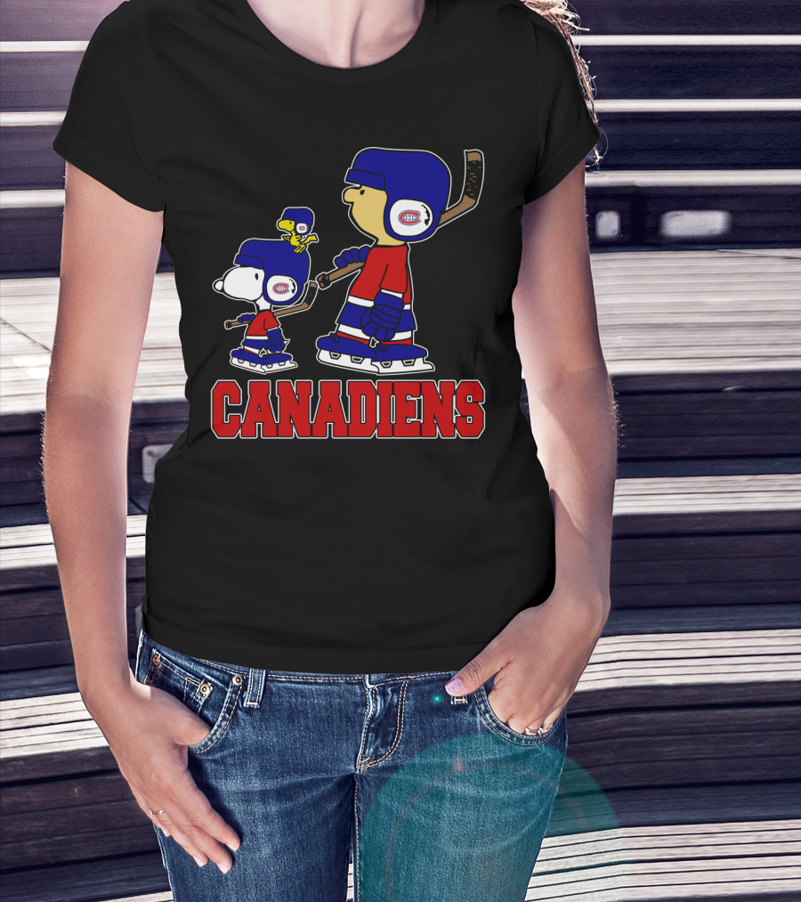 Snoopy Canadiens Fan Hockey Skate With Woodstock And Friends T-Shirt