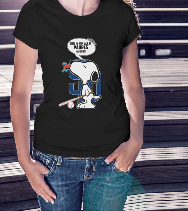 Snoopy Padres Haters Speech Bubble With Baseball And Bat T-Shirt