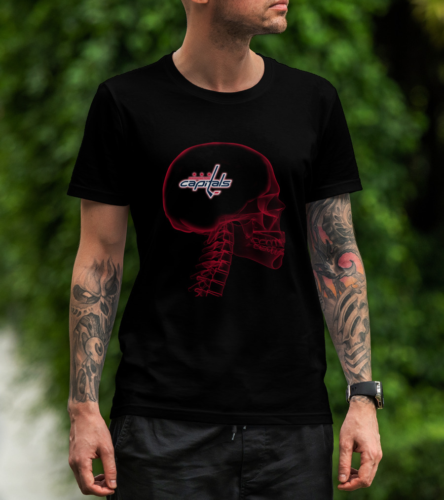 Washington Capitals Brain Skeleton Halloween T-Shirt