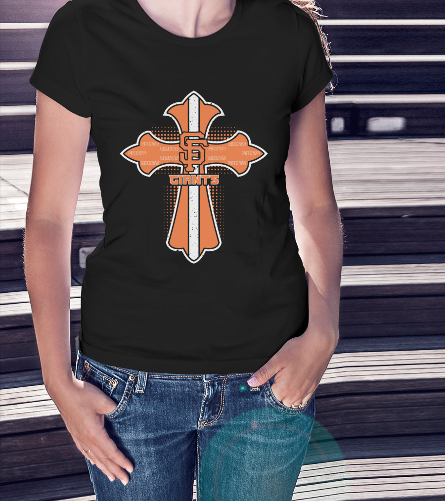 San Francisco Giants Cross With Giants Text Elements And Sf T-Shirt