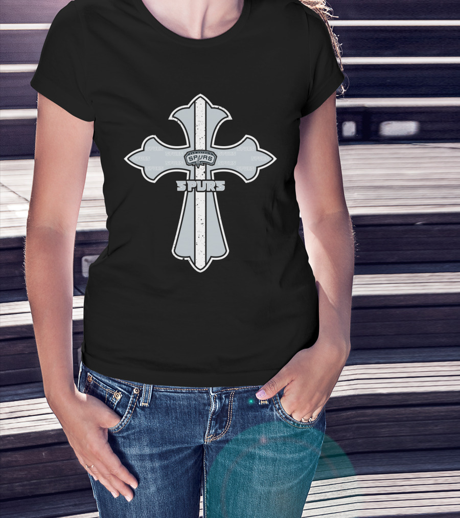 Cross Featuring Spurs For San Antonio Fans T-Shirt