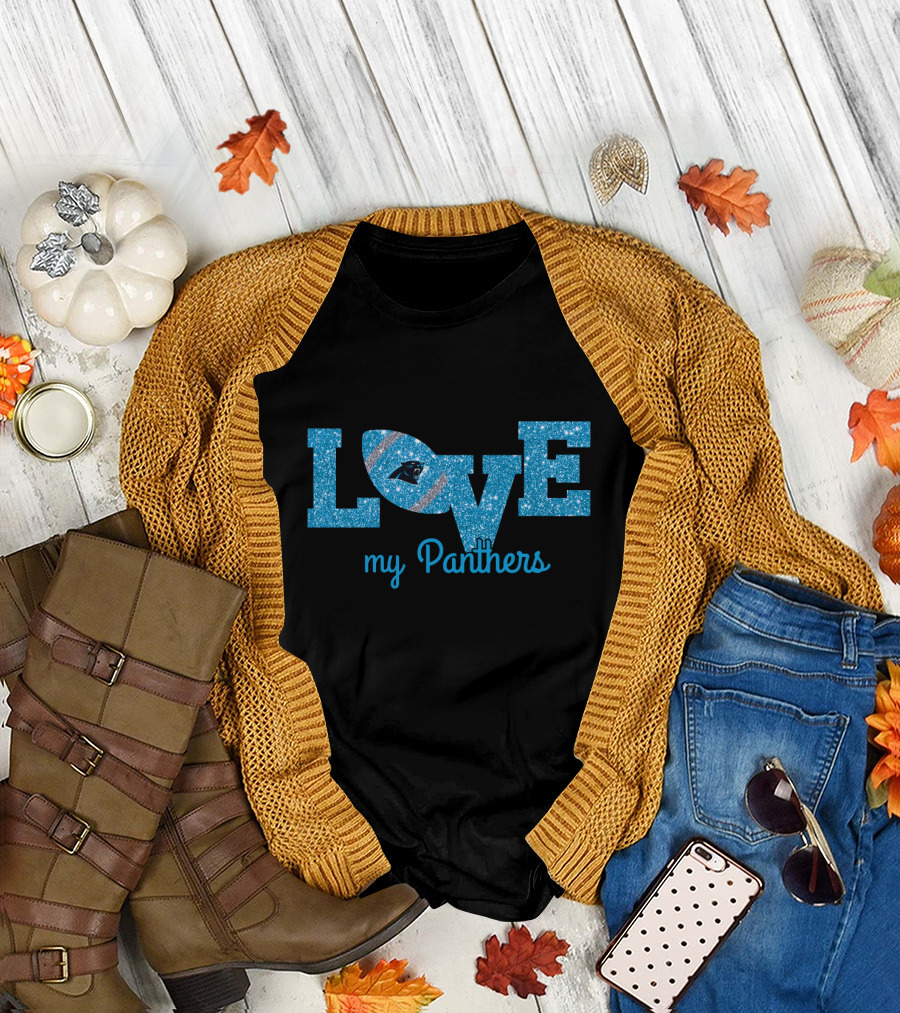 Sparkling Love My Panthers Football Fans T-Shirt