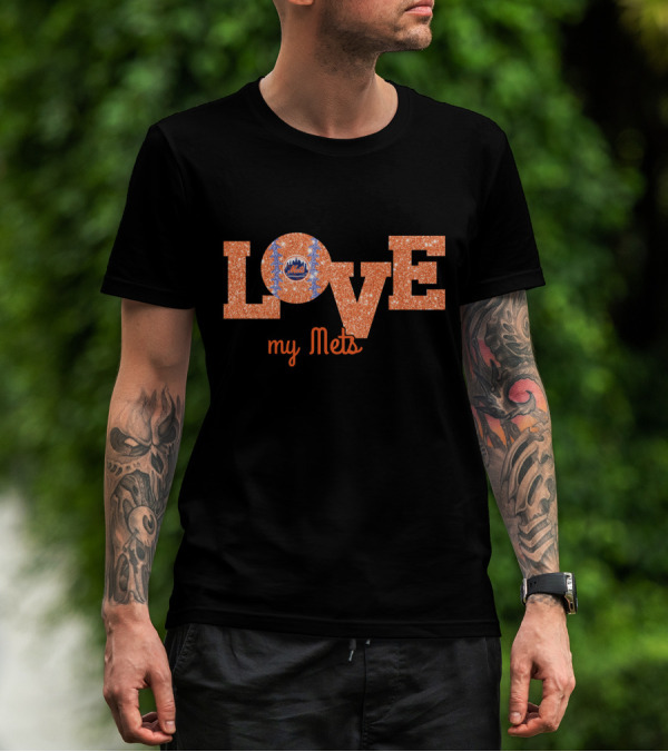 Love My Mets Glitter Design For New York Fans T-Shirt