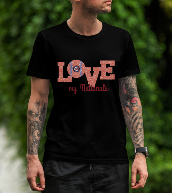 Glitter Love My Nationals Washington Fans Design Featuring W T-Shirt