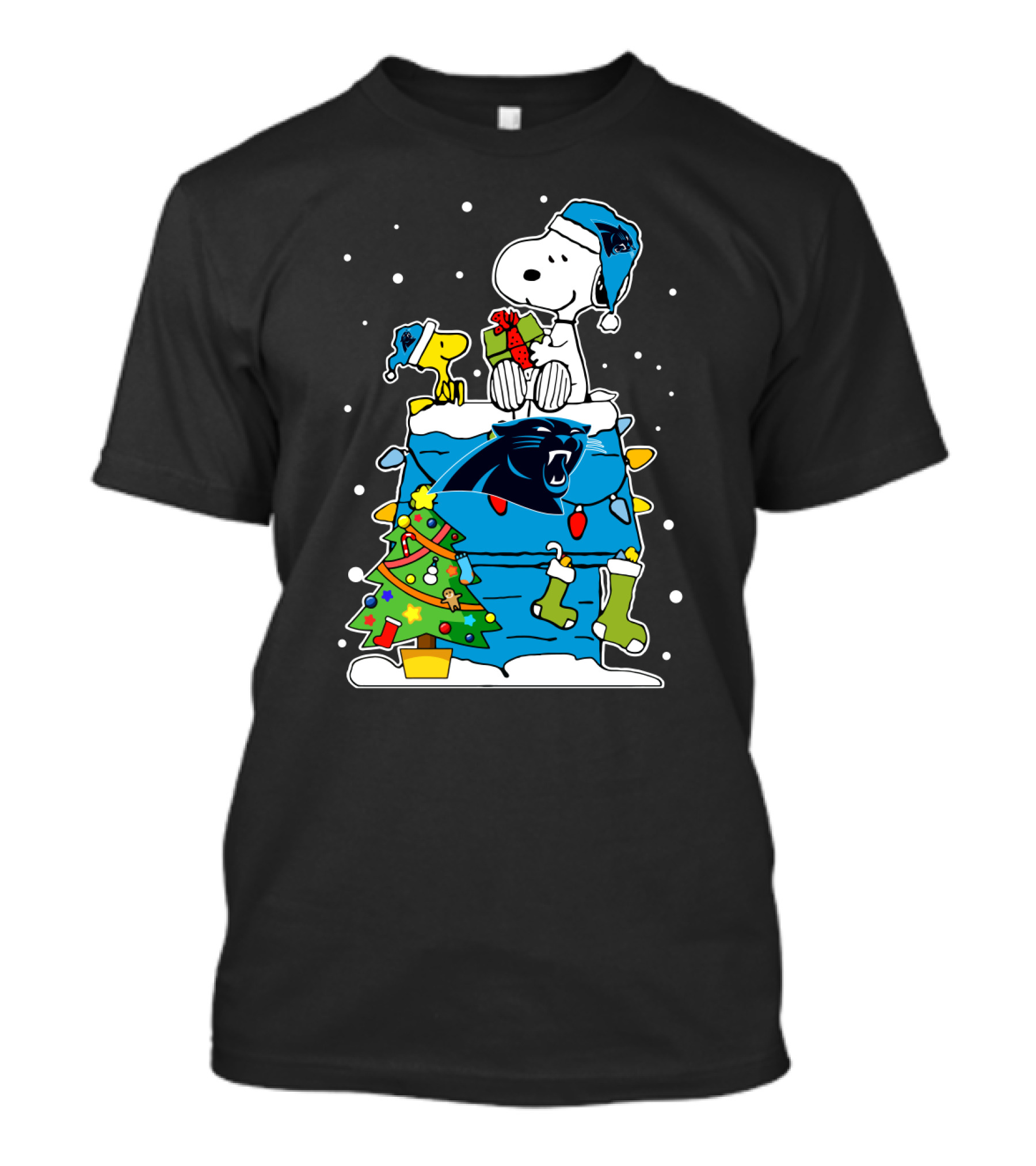 Carolina Panthers Snoopy Christmas Lover Cozy Holiday Scene T-Shirt