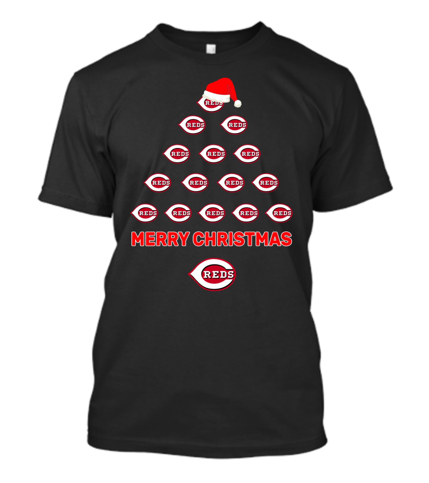 Merry Christmas Cincinnati Reds Logo Tree T-Shirt