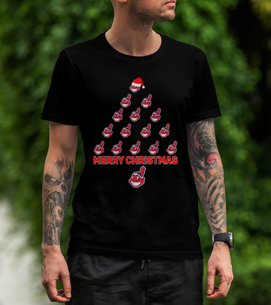 Merry Christmas Cleveland Indians Fans Christmas Tree T-Shirt