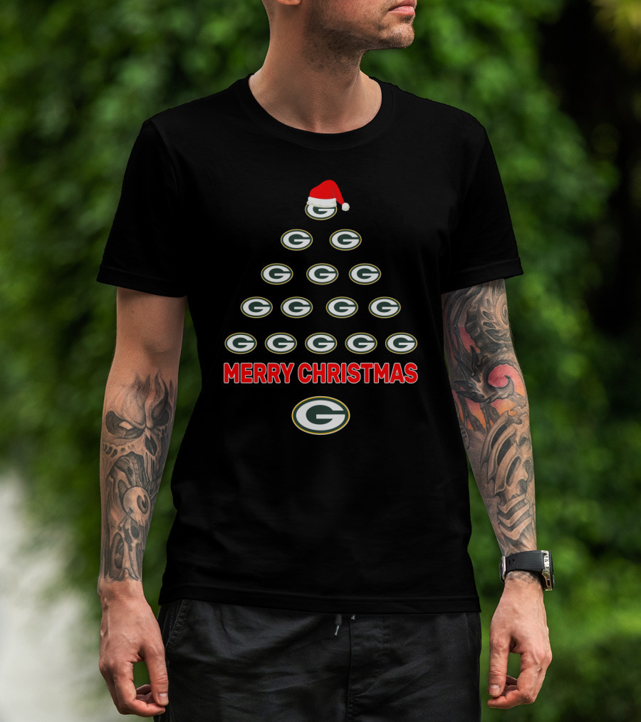 Merry Christmas Green Bay Packers Logo Tree T-Shirt