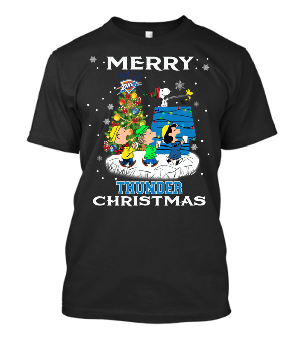 Merry Oklahoma City Thunder Christmas Peanuts Snoopy Choir T-Shirt