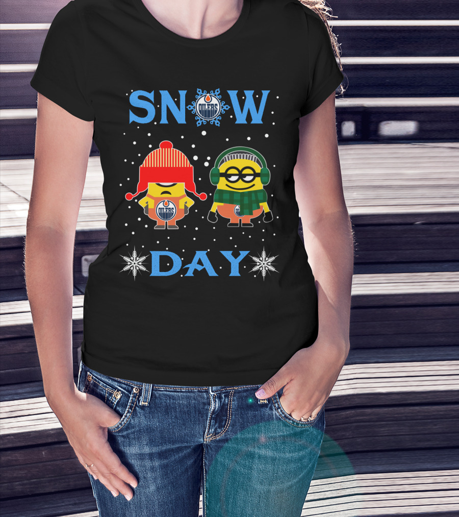 Edmonton Oilers Minion Fans Snow Day Winter Fun T-Shirt