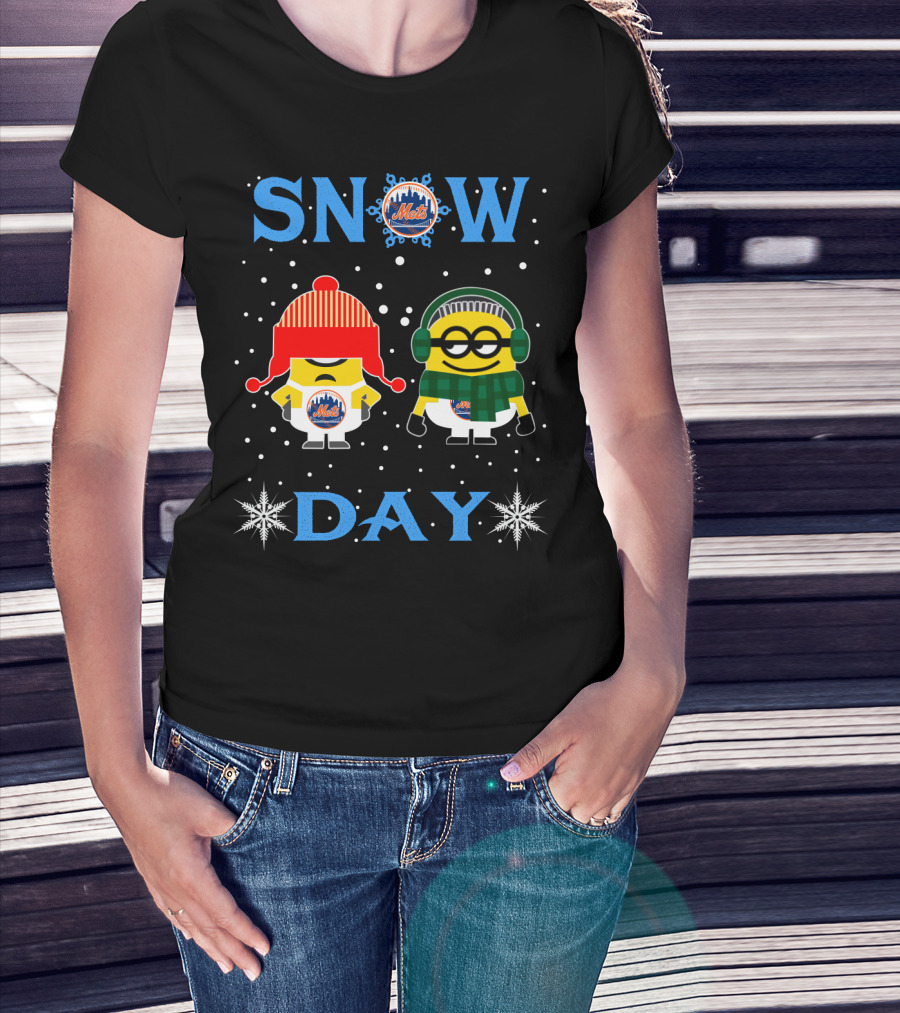 Snow Day New York Mets Minion Fans Winter Theme T-Shirt