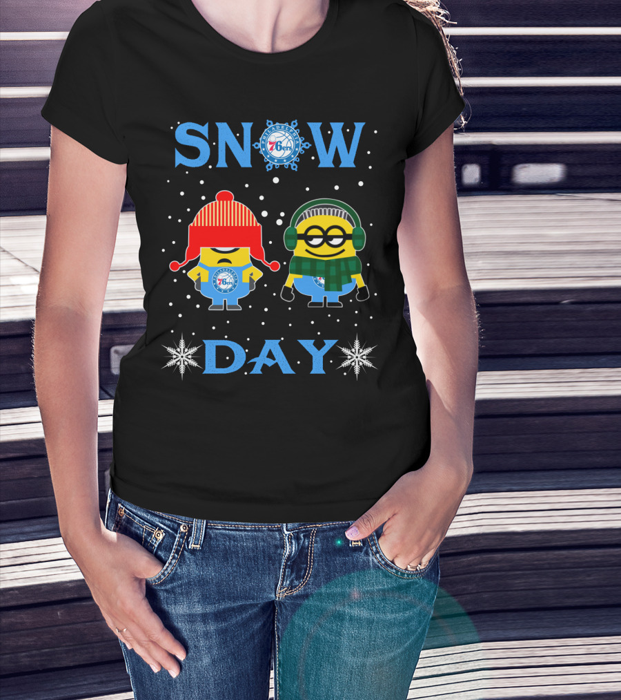 Snow Day Philadelphia 76ers Minion Winter Fun T-Shirt