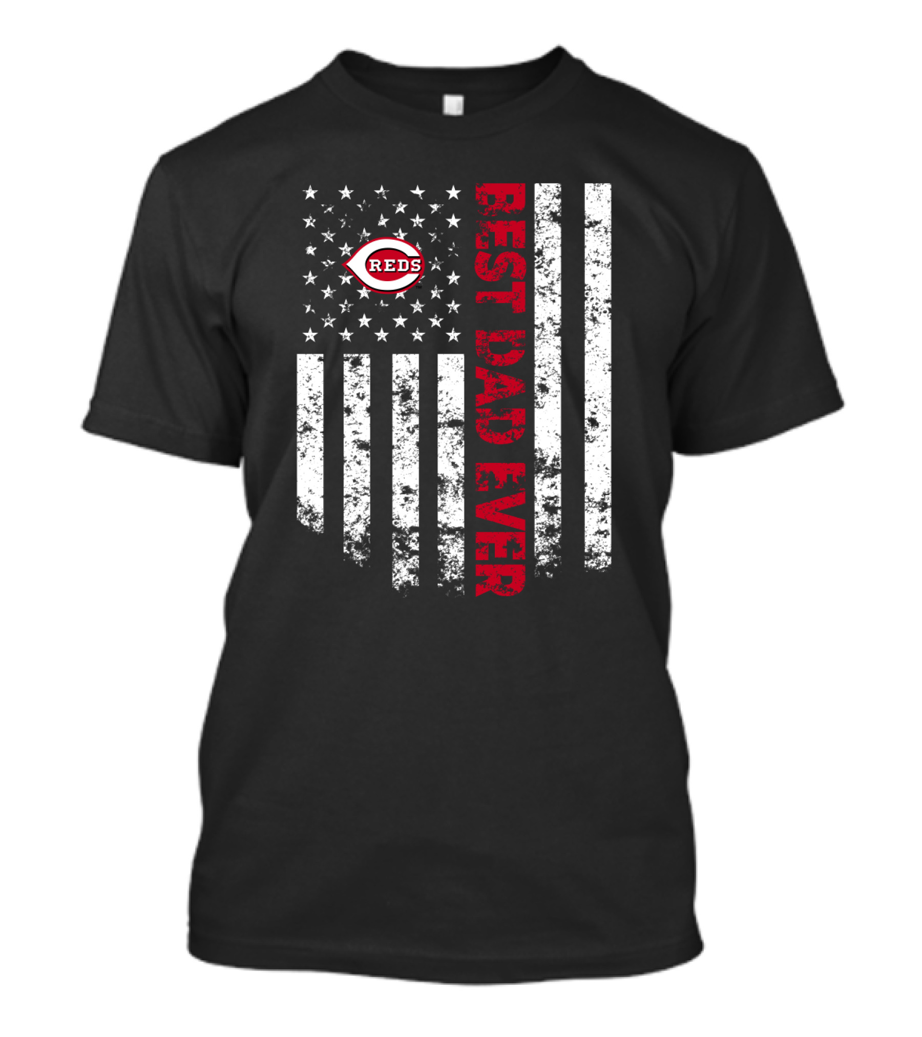 Cincinnati Reds Best Dad Ever American Flag Style T-Shirt
