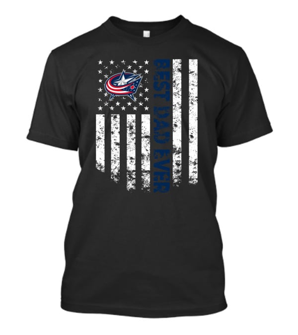 Best Dad Ever Columbus Blue Jackets American Flag Stars And Stripes T-Shirt