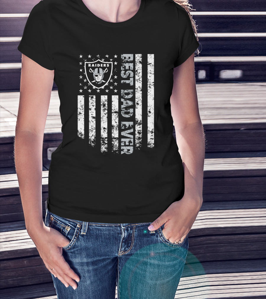 Raiders Best Dad Ever American Flag T-Shirt