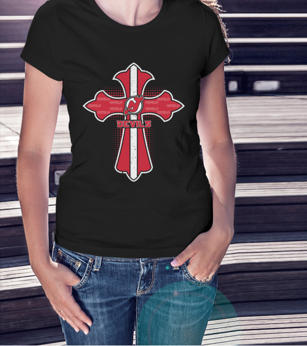 New Jersey Devils Red Cross Design For Faithful Fans T-Shirt