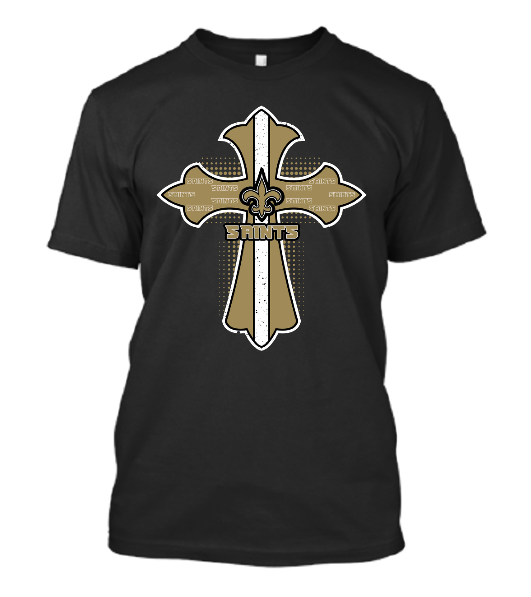 New Orleans Saints Cross With Fleur-De-Lis Symbol For Fans Of Jesus And Football T-Shirt