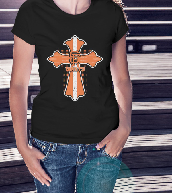 San Francisco Giants Cross With Iconic Giants Text And Symbol For Jesus Followers T-Shirt