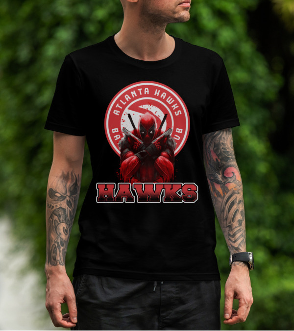 Atlanta Hawks Deadpool Logo Crossover Fan T-Shirt