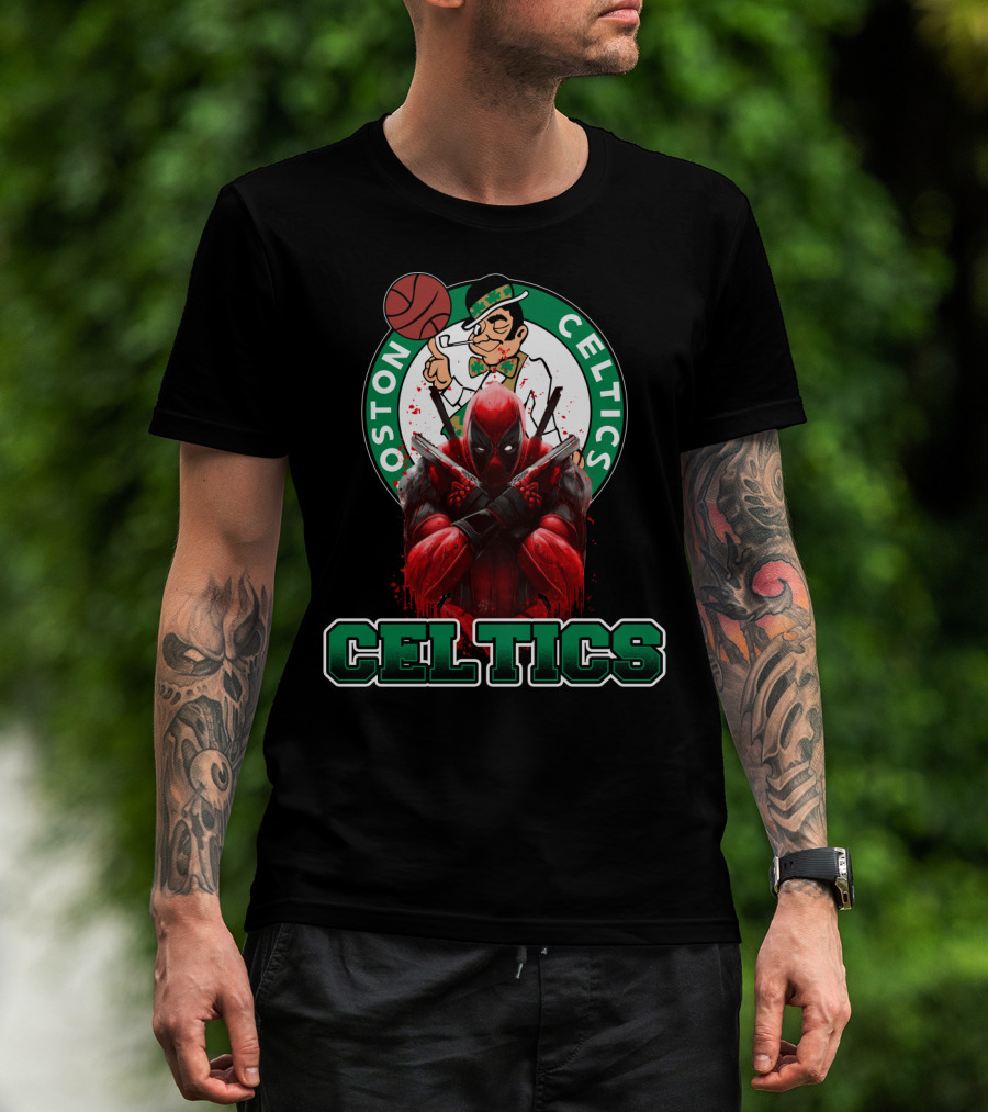 Boston Celtics Deadpool Mashup Crossover Fan T-Shirt