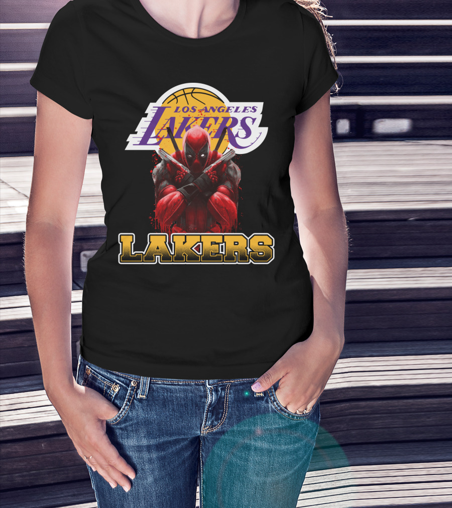 Deadpool In Los Angeles Lakers Colors With Logo Elements T-Shirt