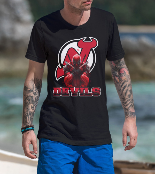New Jersey Devils And Deadpool Crossover Fans Enthusiast Combo T-Shirt